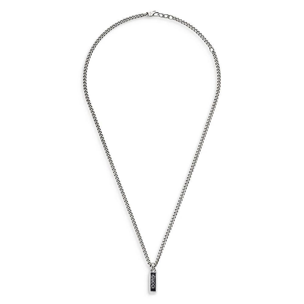 Sterling Silver Curb Chain Tag Pendant Necklace, 19.6" 商品