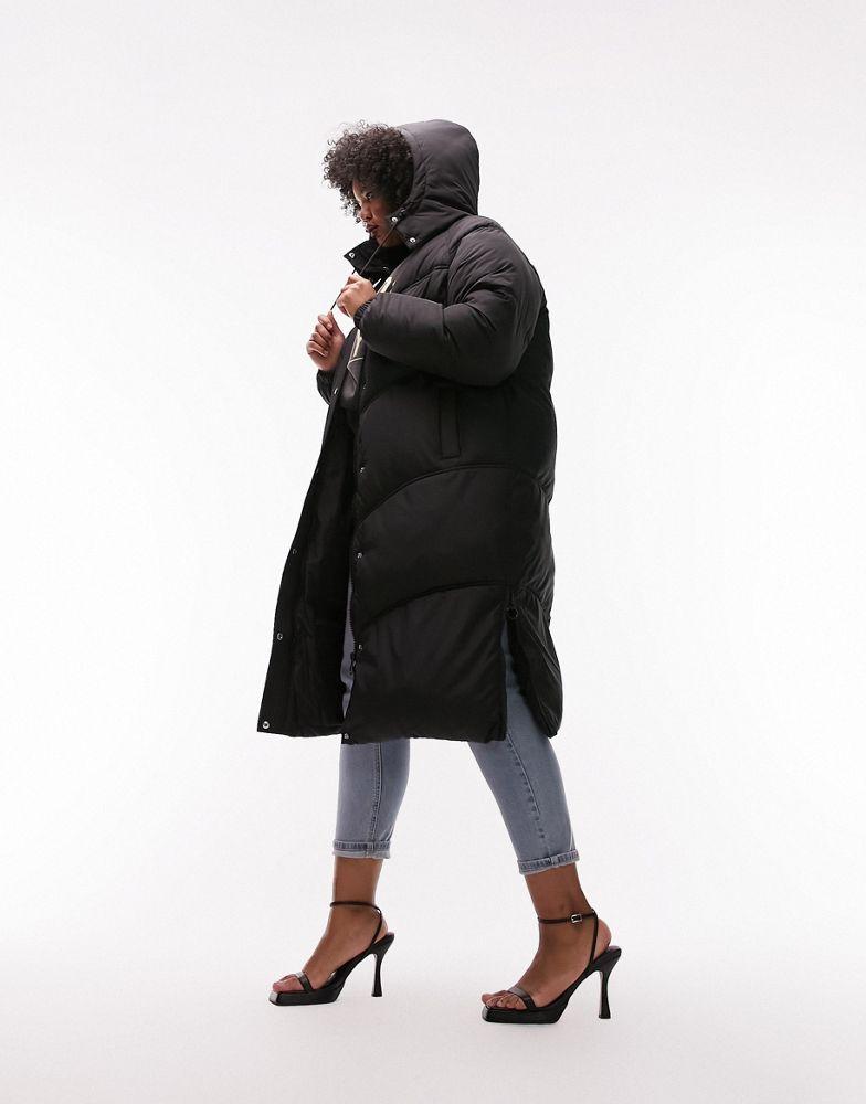 Topshop Curve longline puffer coat in black商品第4张图片规格展示
