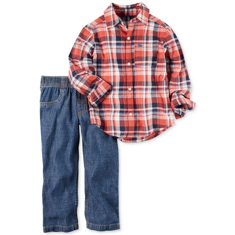 商品Carter's|2-Pc. Plaid Cotton Shirt & Pants Set, Toddler & Little Boys (2T-4T),价格¥73,第1张图片