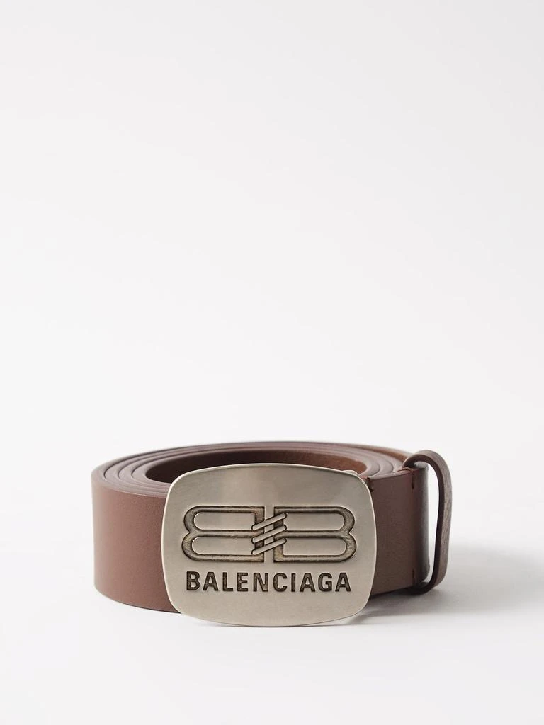 商品Balenciaga|BB-logo plaque leather belt,价格¥1808,第1张图片