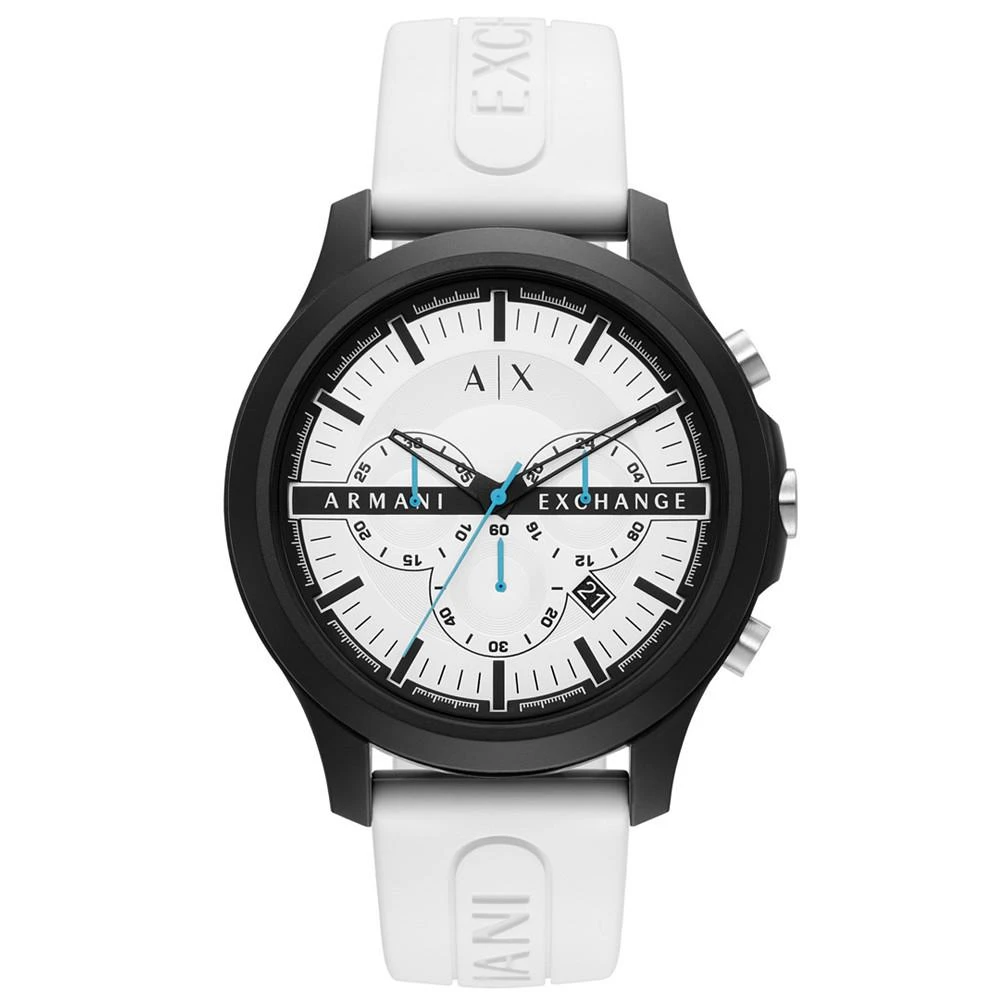 商品Armani Exchange|Men's Chronograph Hampton White Silicone Strap Watch 46mm,价格¥1055,第1张图片