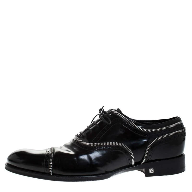 商品[二手商品] Louis Vuitton|Louis Vuitton Black Patent Leather Lace Up Oxfords Size 41.5,价格¥3944,第2张图片详细描述
