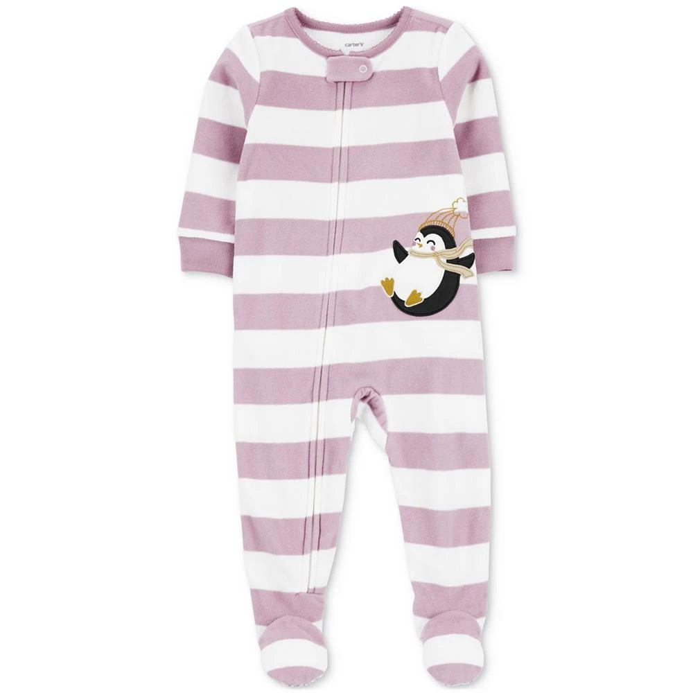 商品Carter's|Baby Girls Long Sleeve Fleece Footed Pajamas,价格¥49,第1张图片