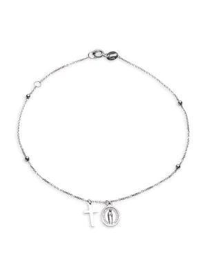 商品Saks Fifth Avenue|Rosary 14K White Gold Mary & Cross Anklet,价格¥1450,第1张图片