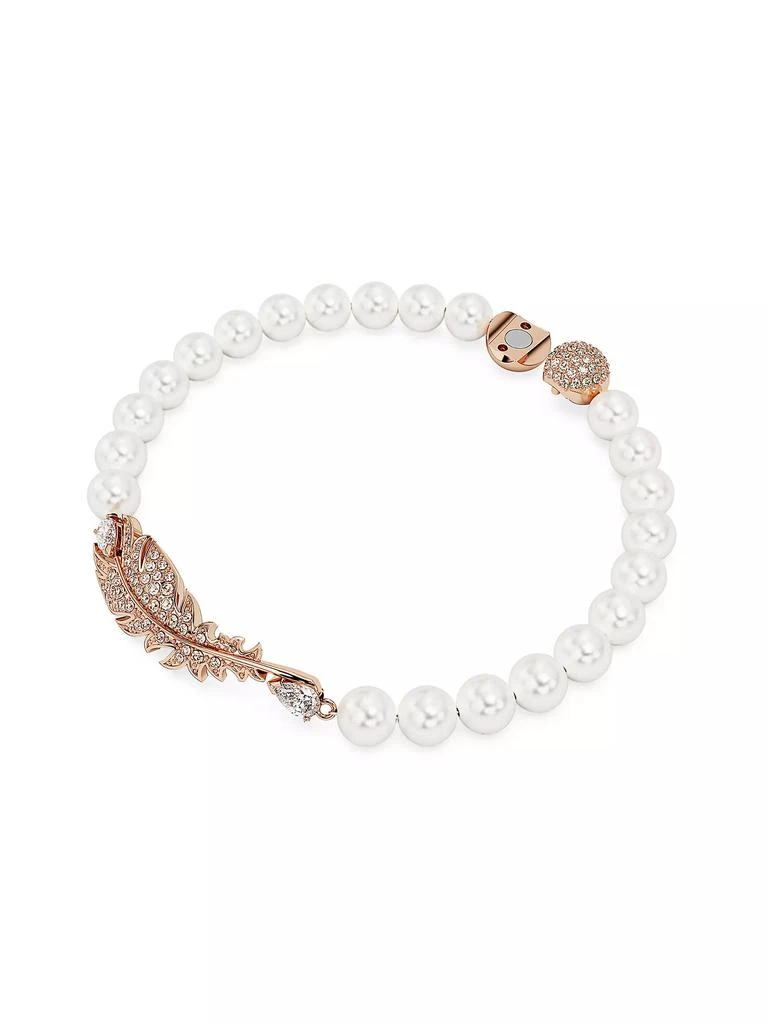 商品Swarovski|Nice Rose-Goldtone, Imitation Pearl & Swarovski Crystal Feather Charm Bracelet,价格¥1342,第1张图片
