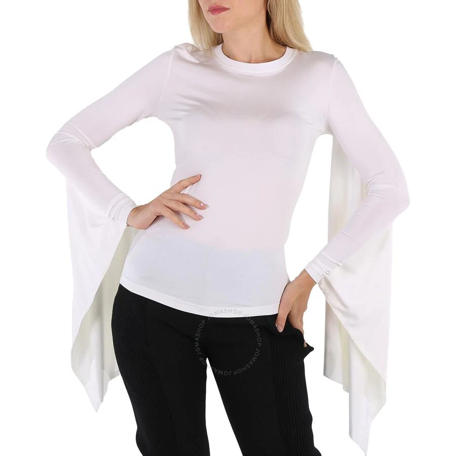 商品Burberry|Optic White Long-Sleeve Exaggerated Panel Draped Top,价格¥1054,第1张图片