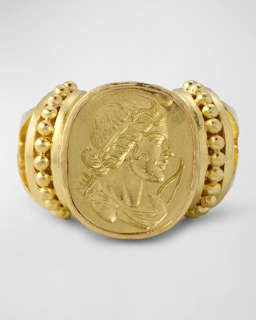商品Elizabeth Locke|19K Yellow Gold Artemis Oval Ring with Granulated Bars and Split Shank,价格¥39819,第1张图片