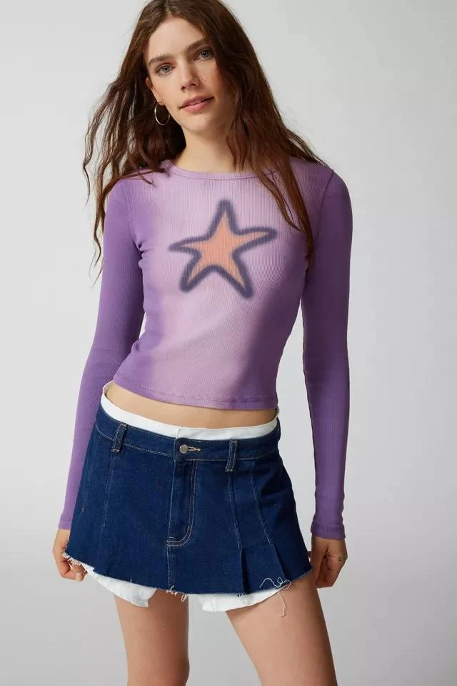 商品Urban Outfitters|Star Icon Acid Washed Long Sleeve Baby Tee,价格¥227,第1张图片详细描述