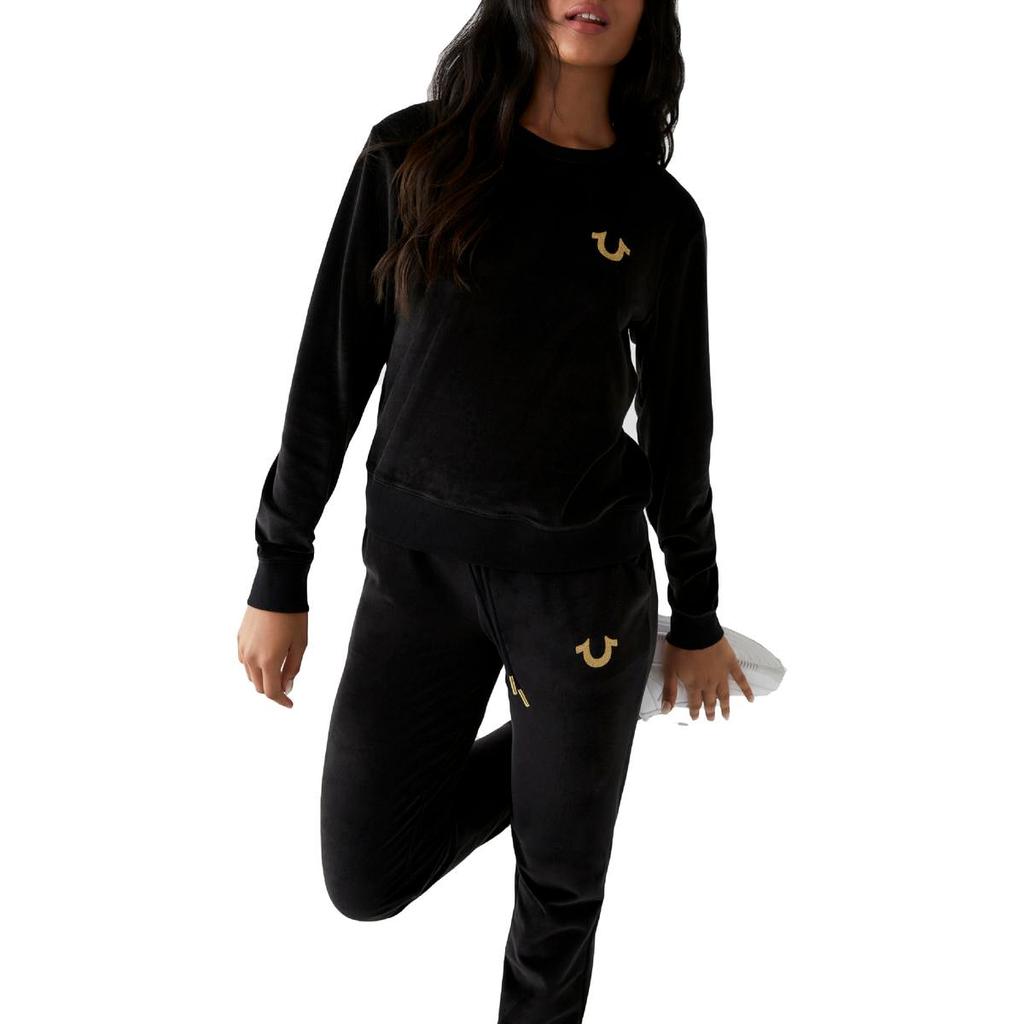 True Religion Women's Velvet Long Sleeve Crewneck Sweatshirt商品第4张图片规格展示