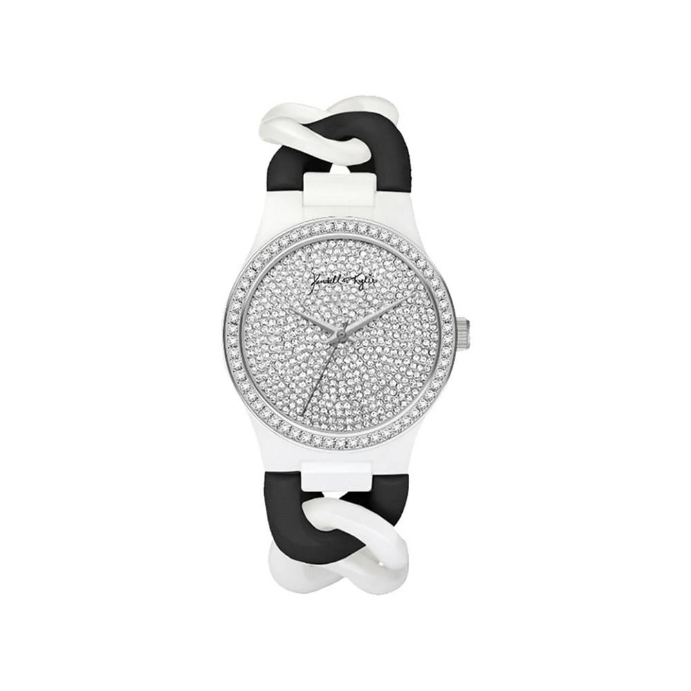 商品KENDALL & KYLIE|Women's Trendy Black and White Braid Chain Ceramic Band Bracelet Watch,价格¥113,第1张图片