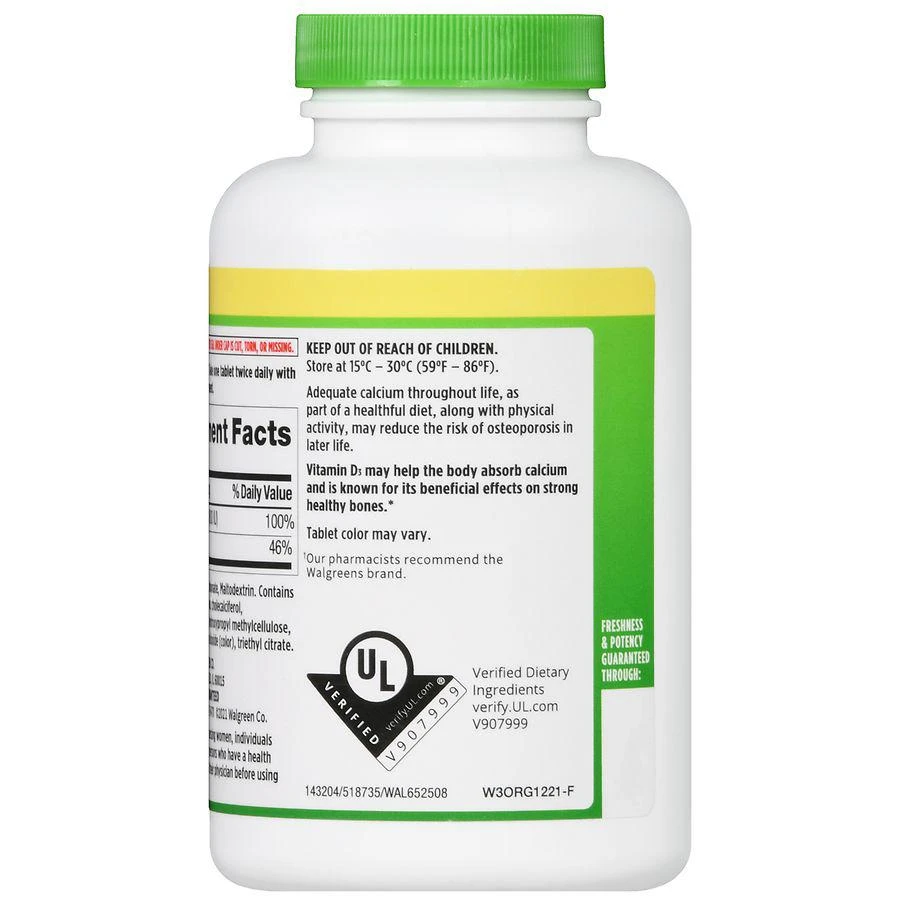 Walgreens Calcium 600 mg Plus Vitamin D3 20 mcg Tablets 4