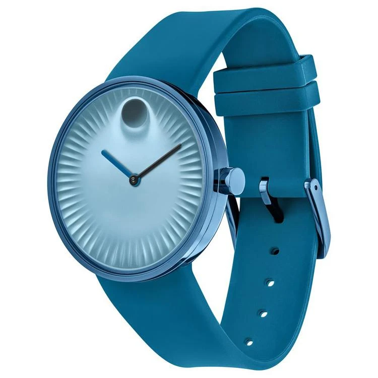 商品Movado|Men's Swiss Edge Blue Silicone Strap Watch 40mm 3680042,价格¥3780,第2张图片详细描述