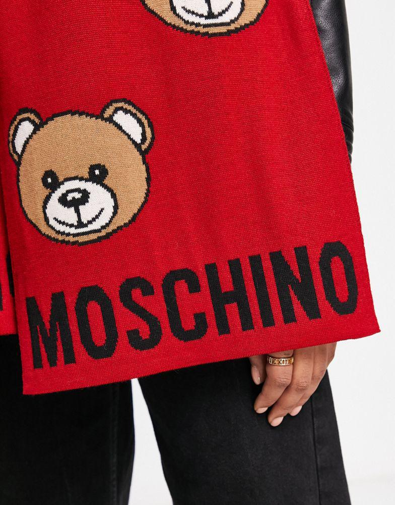 Moschino teddy logo scarf in red商品第4张图片规格展示