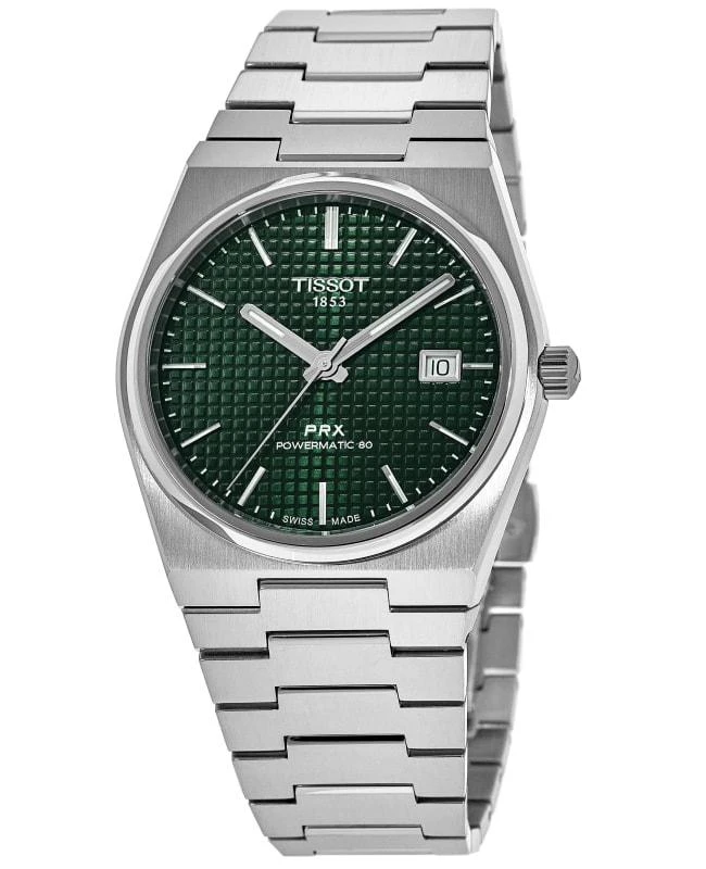 商品Tissot|Tissot PRX Powermatic 80 Green Dial Steel Men's Watch T137.407.11.091.00,价格¥4352,第1张图片
