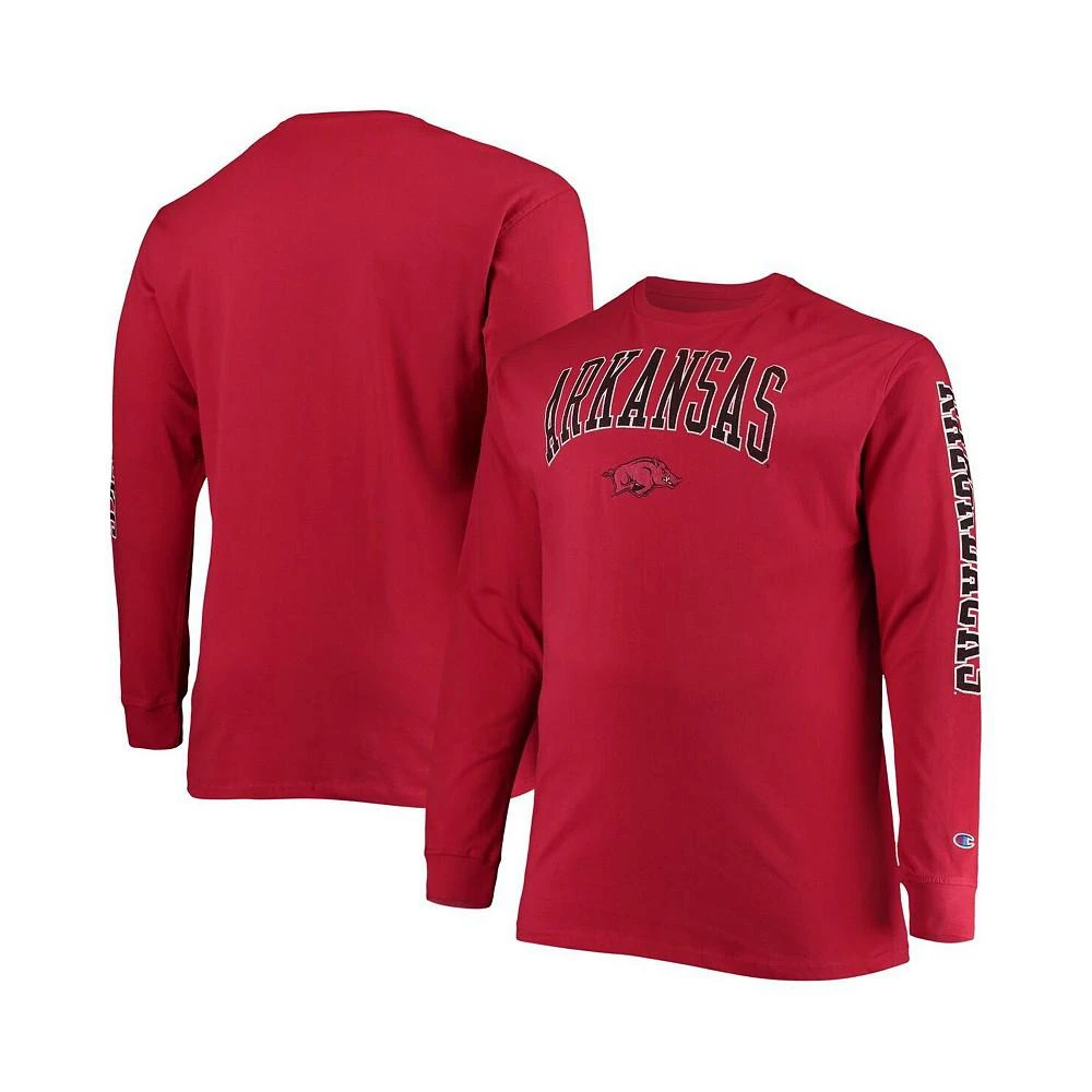 商品CHAMPION|Men's Cardinal Arkansas Razorbacks Big and Tall 2-Hit Long Sleeve T-shirt,价格¥293,第1张图片