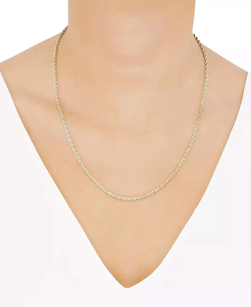 商品Macy's|14k White Gold Diamond-Cut Rope Chain 18" Necklace (2-1/2mm),价格¥2151,第2张图片详细描述