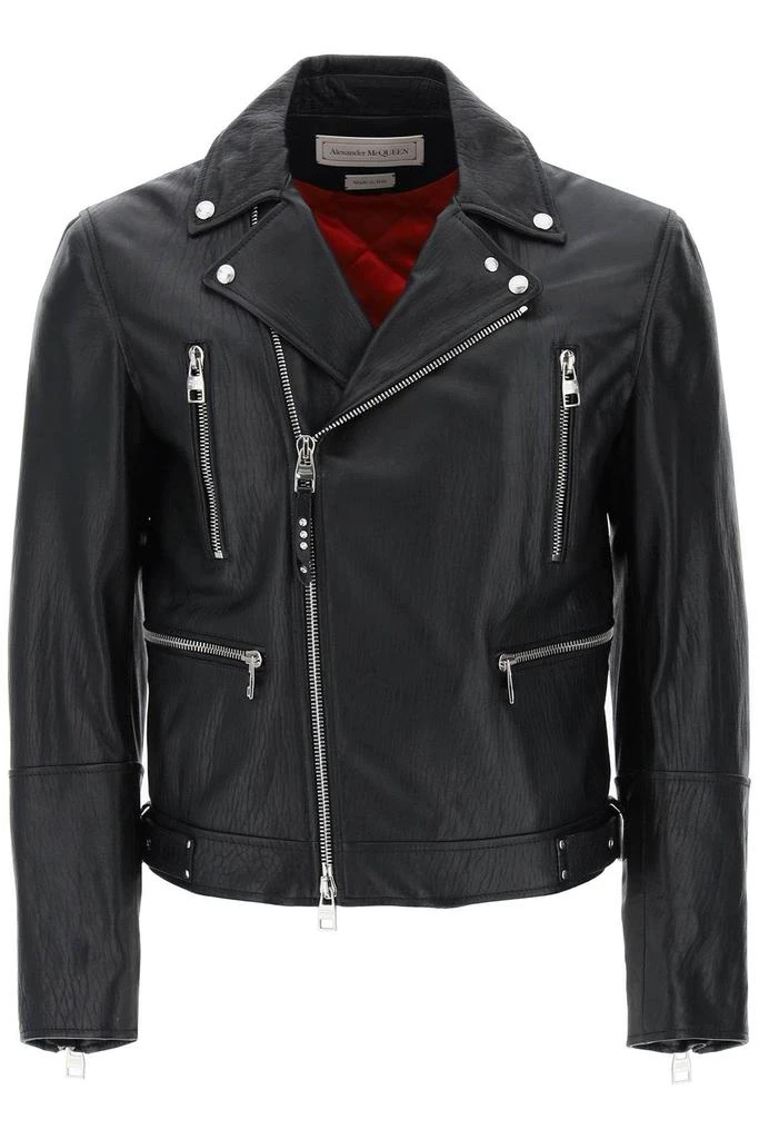 商品Alexander McQueen|LEATHER BIKER JACKET,价格¥16803,第1张图片