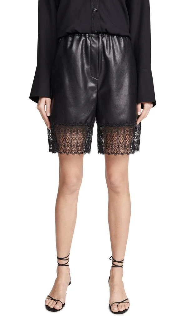 商品Self Portrait|Self Portrait Faux Leather Lace Trim Bermuda Shorts,价格¥1319,第1张图片