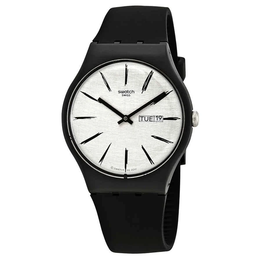 商品Swatch|Swatch Matita Grey Dial Black Silicone Mens Watch SUOB726,价格¥443,第1张图片