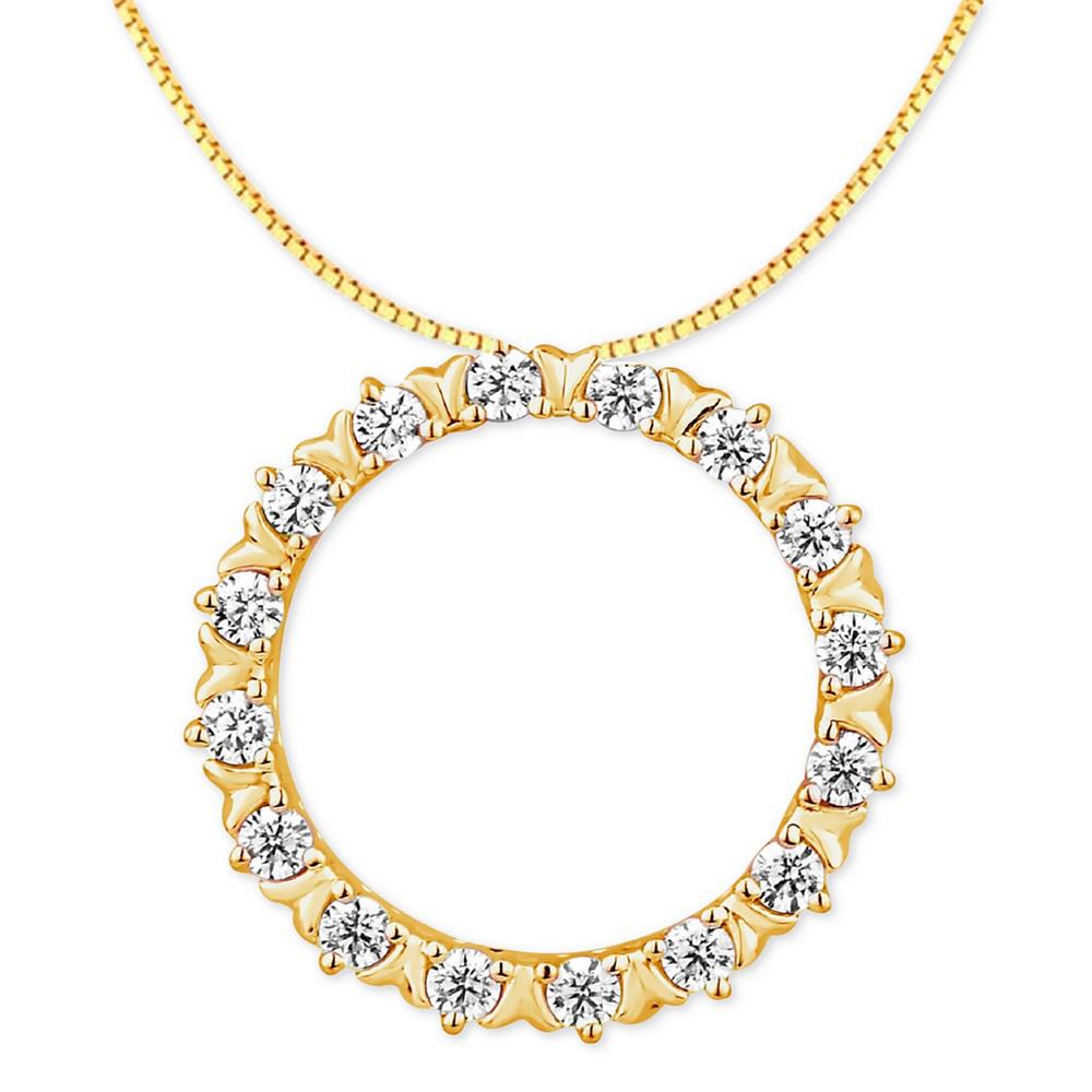 Diamond Circle 18" Pendant Necklace (1/4 ct. t.w.) in 14k Gold商品第1张图片规格展示