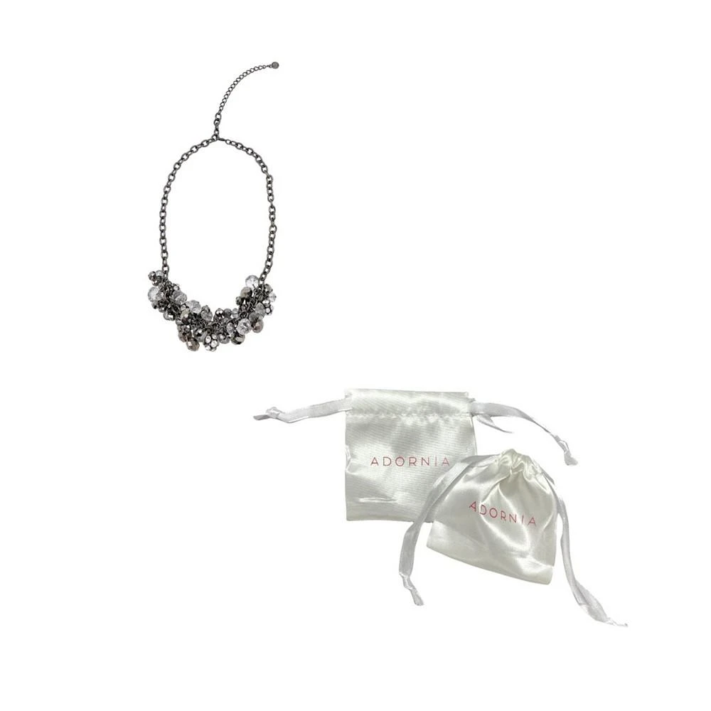 商品ADORNIA|Oxidized Silver-Tone Crystal Cluster Adjustable Necklace,价格¥206,第2张图片详细描述