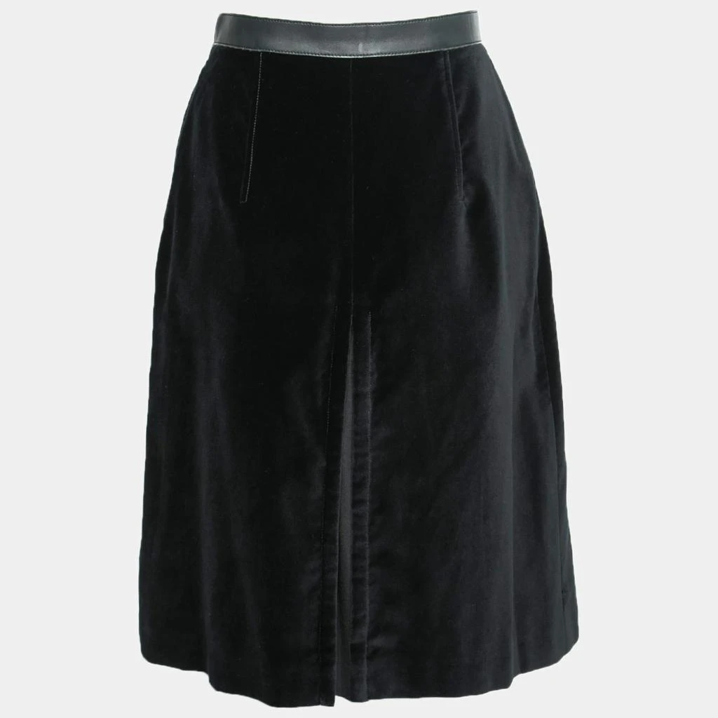 商品[二手商品] Burberry|Burberry Black Velvet Leather Trimmed Pocketed Skirt S,价格¥1868,第1张图片