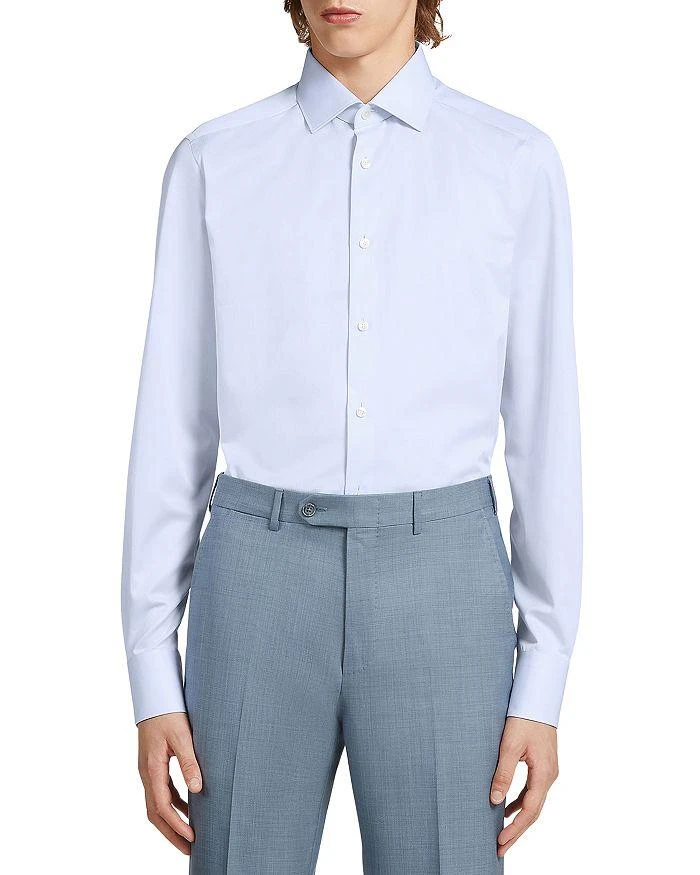 商品Zegna|Micro Striped Trecapi Tailored Fit Long Sleeve Shirt,价格¥5751,第1张图片