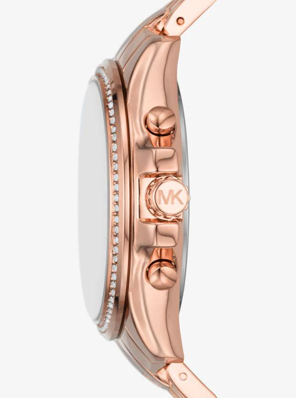 商品Michael Kors|Oversized Pilot Pavé Rose Gold-Tone Watch,价格¥818,第2张图片详细描述