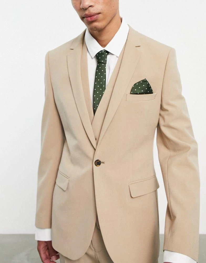 商品ASOS|ASOS DESIGN slim tie and pocket square in green and white dot,价格¥105,第4张图片详细描述