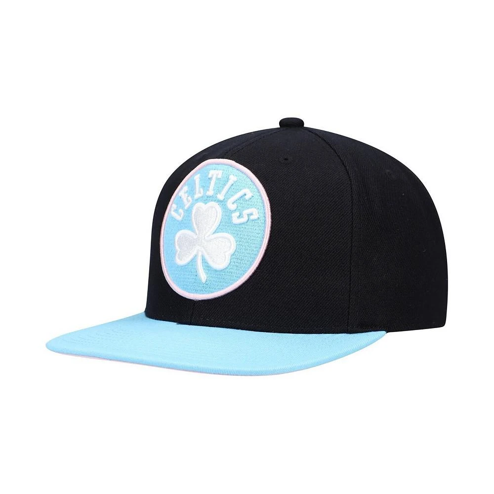 商品Mitchell and Ness|Men's Black and Light Blue Boston Celtics Pastel Snapback Hat,价格¥164,第1张图片