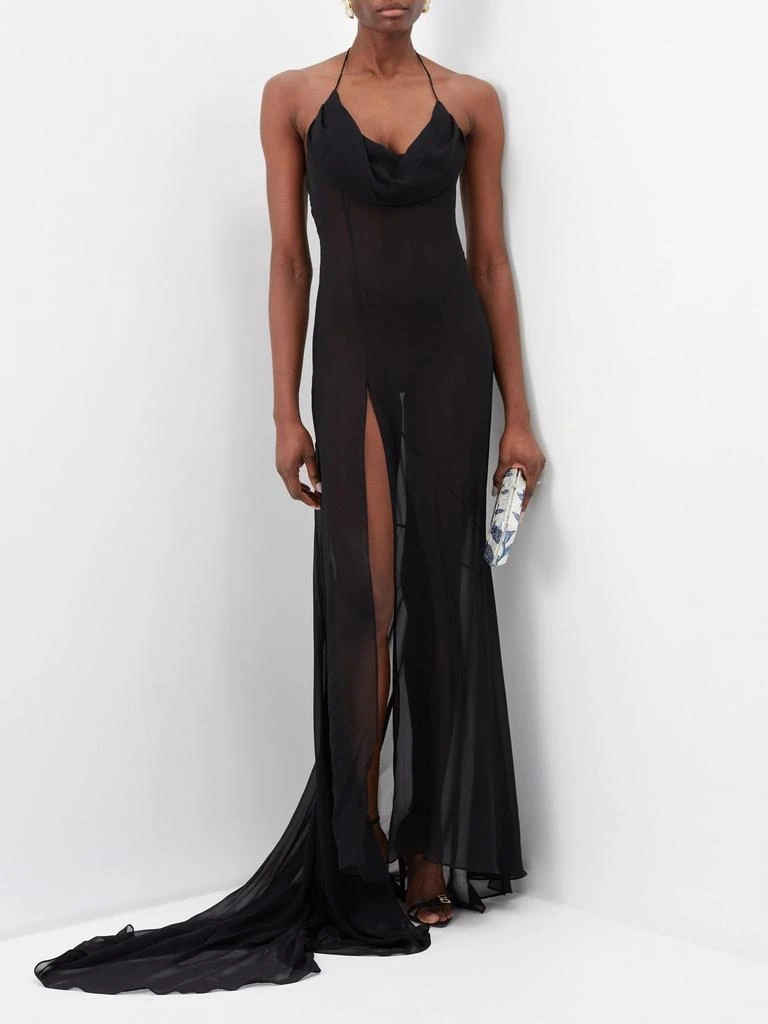 商品Alessandra Rich|Halterneck side-slit silk-georgette gown,价格¥3970,第2张图片详细描述