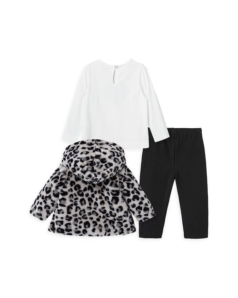 Girls' Leopard Faux Fur Jacket, Top & Leggings Set - Baby商品第2张图片规格展示