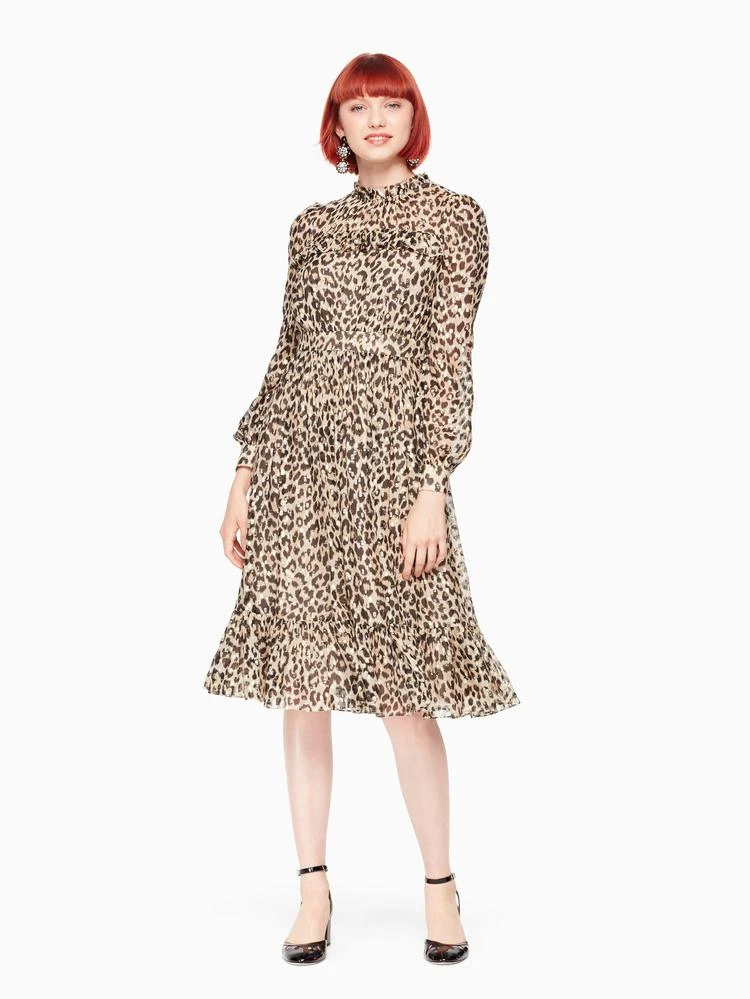 商品Kate Spade|leopard-print clipped dot midi dress,价格¥2598,第1张图片