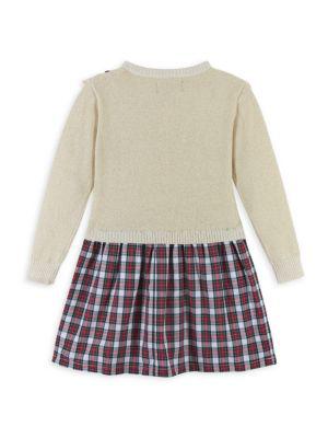Little Girl's & Girl's Varsity Ruffle Sweater Dress商品第2张图片规格展示