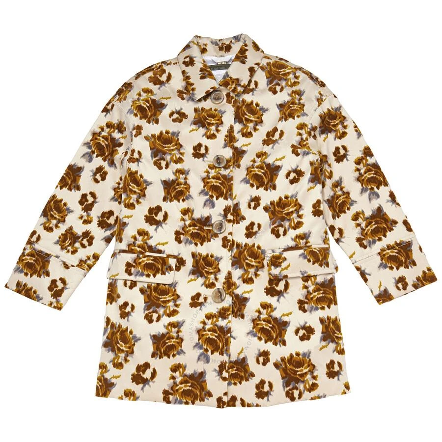 商品Burberry|Girls Ochre  Floral Velvet Jacquard Car Coat,价格¥1022,第1张图片