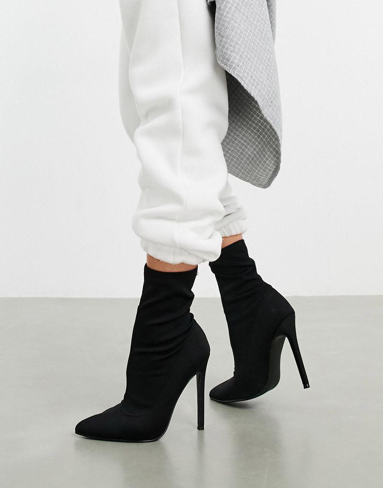 ASOS DESIGN Esmerelda high heeled sock boots in black商品第2张图片规格展示