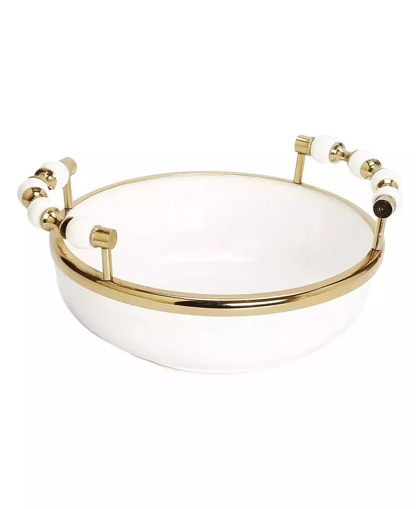 商品Classic Touch|Round Bowl with Beaded Design Handles, 11" x 2",价格¥436,第2张图片详细描述