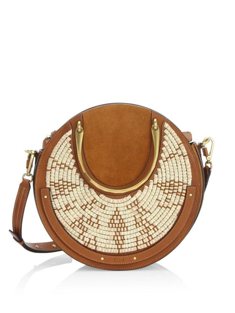 商品Chloé|Chloé - Medium Pixie Leather & Raffia Circle Shoulder Bag,价格¥9711,第1张图片