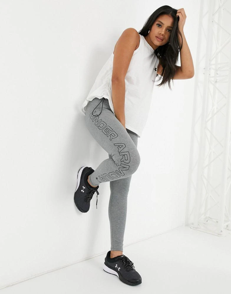 商品Under Armour|Under Armour favourite graphic logo leggings in grey,价格¥112,第4张图片详细描述