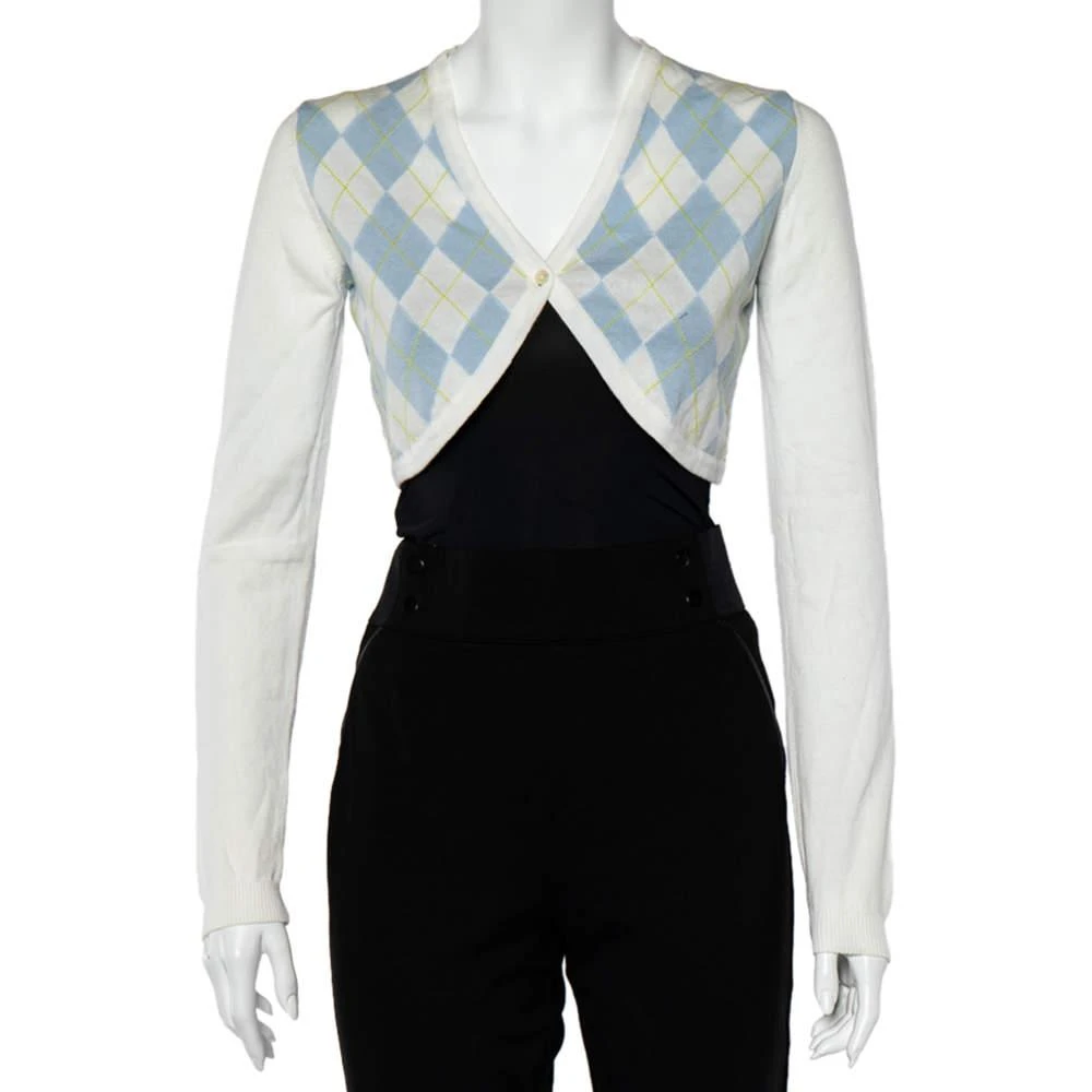 商品[二手商品] Burberry|Burberry White Argyle Cotton Knit Cropped Cardigan S,价格¥818,第1张图片