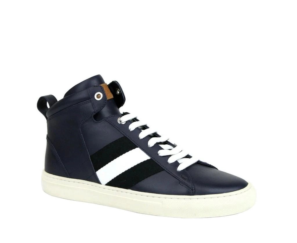 商品Bally|Bally Mens Dark Blue Calf Leather Hi-top Sneaker With Black White Hedern-129 (Size: 8 D),价格¥5716,第1张图片