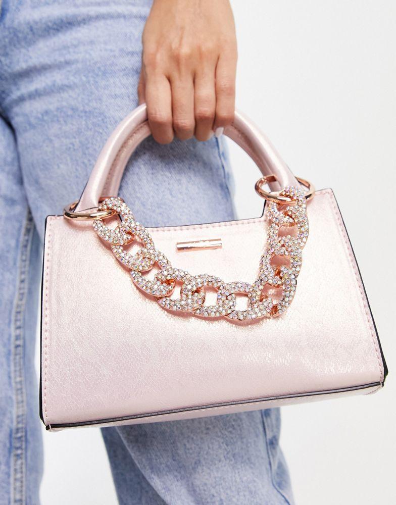 ALDO Joii grab bag with diamante embellishment in rose gold商品第2张图片规格展示