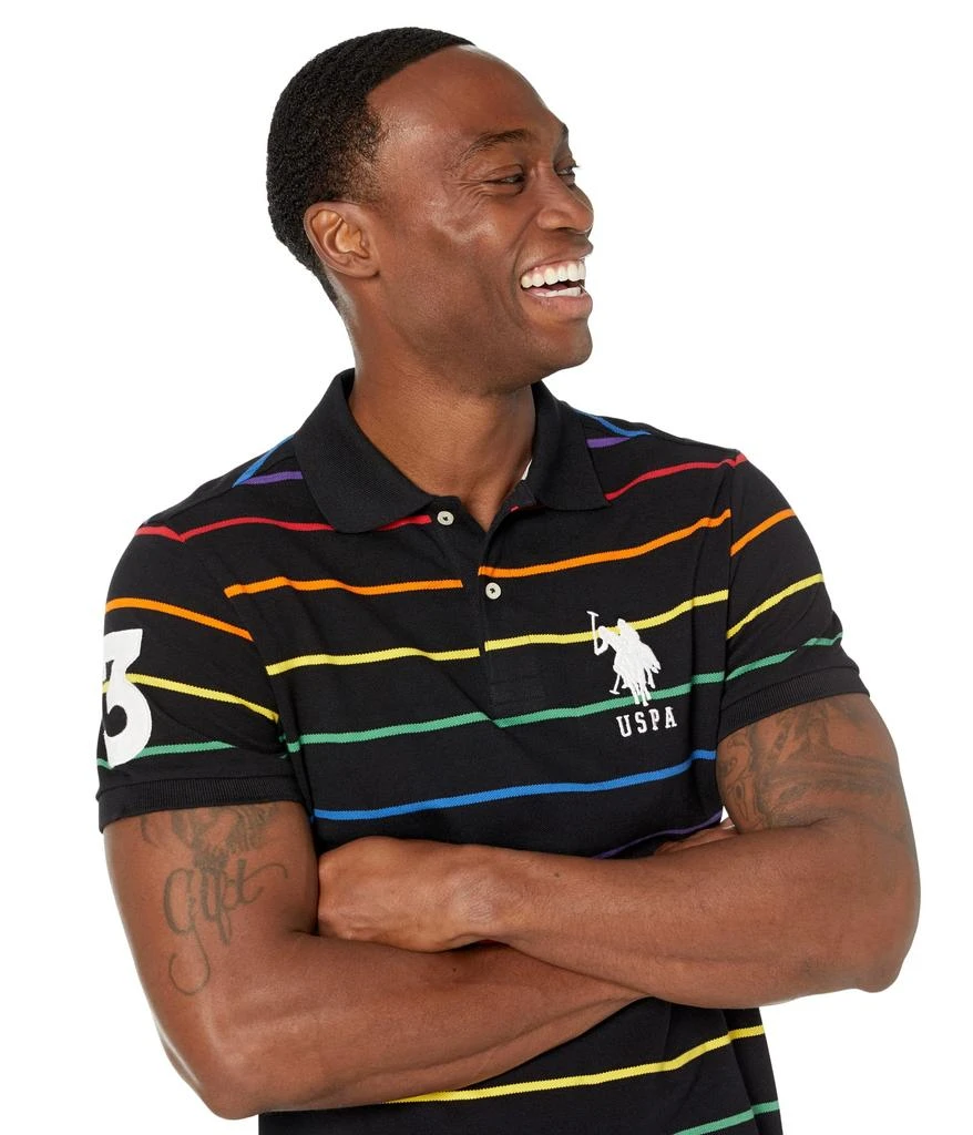 商品U.S. POLO ASSN.|Short Sleeve Slim Fit Pride Yarn-Dye Striped Polo,价格¥210,第3张图片详细描述