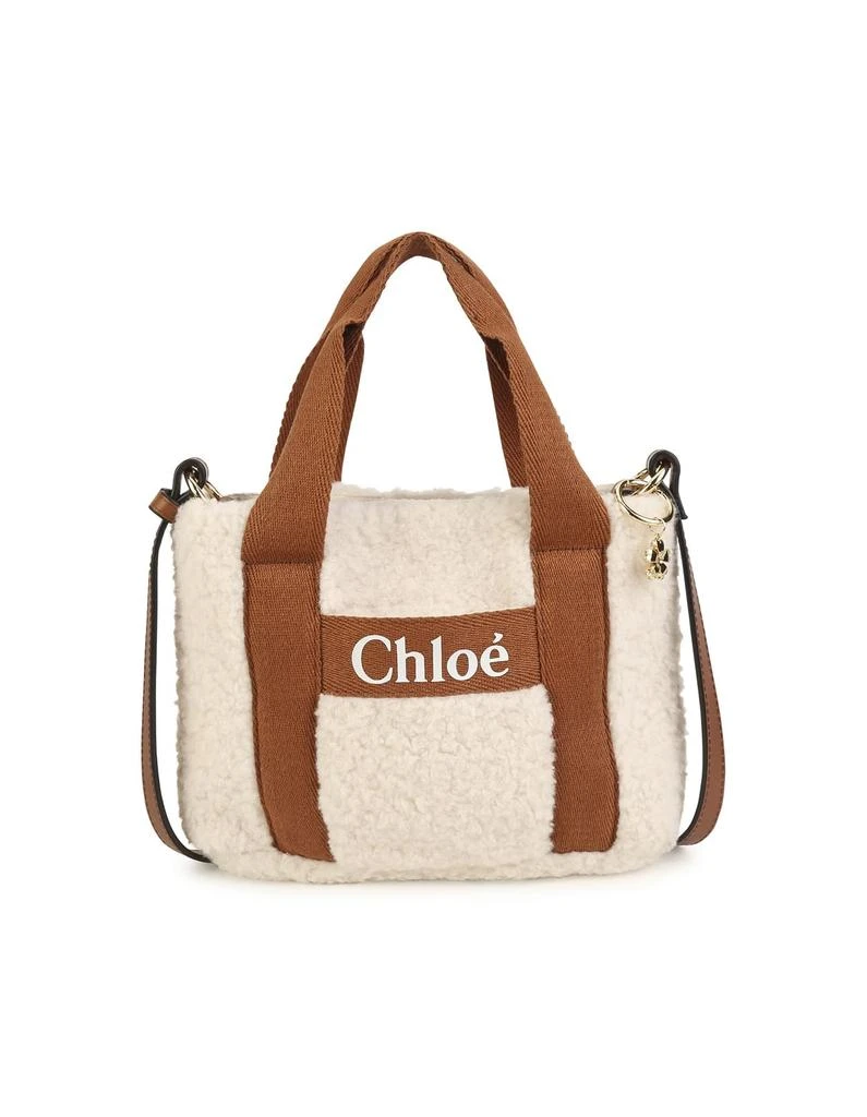 商品Chloé|象牙色和棕色人造羊毛皮单肩包,价格¥1787,第1张图片