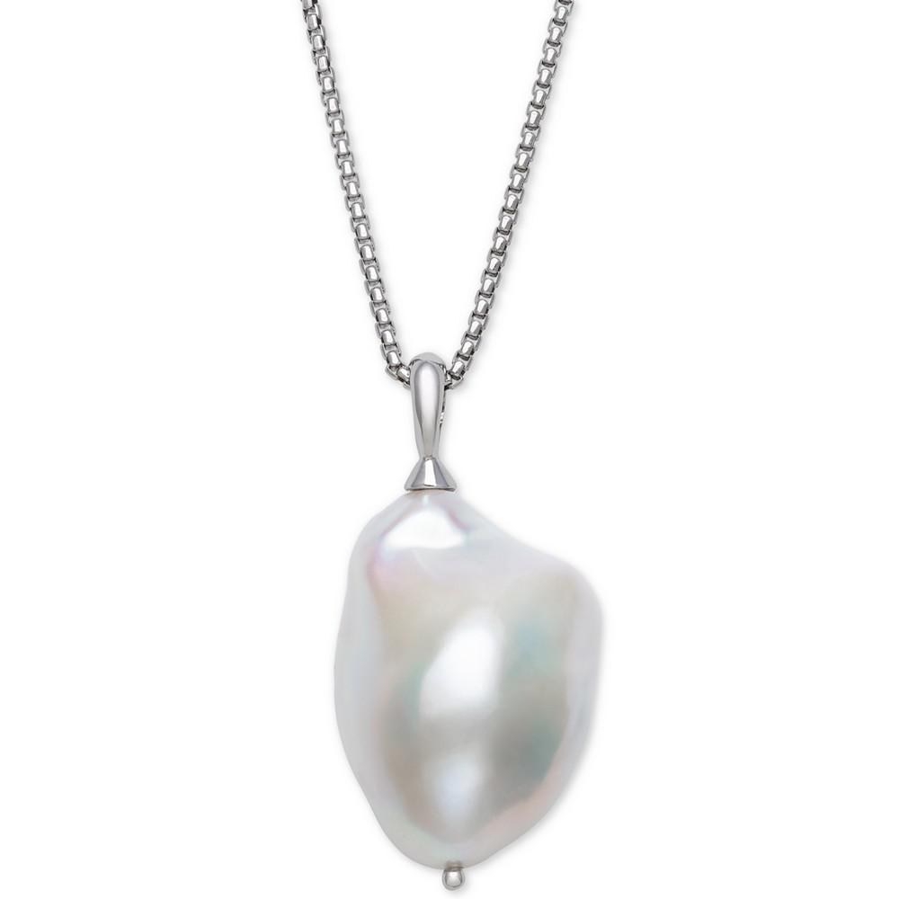 Cultured Baroque Freshwater Pearl (14-17mm) 18" Pendant Necklace in Sterling Silver商品第1张图片规格展示
