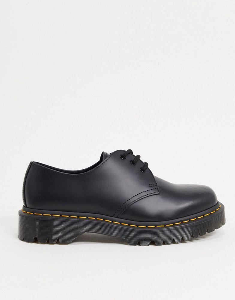 商品Dr. Martens|Dr Martens 1461 bex platform 3-eye shoes in black,价格¥1201,第1张图片
