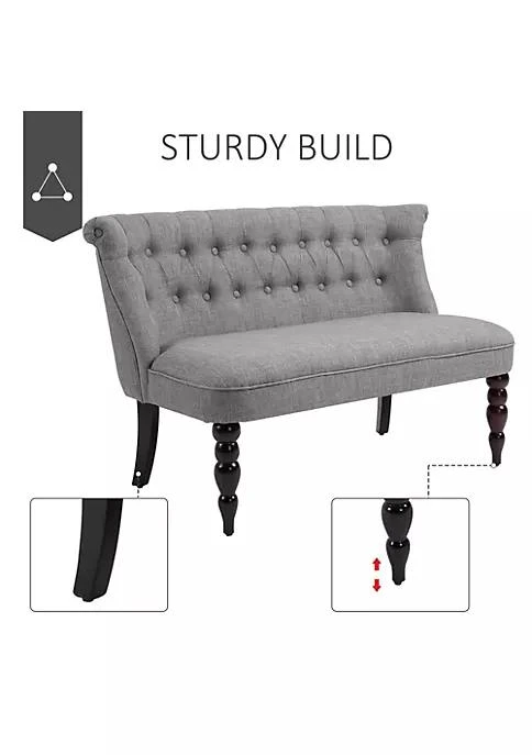 商品HOMCOM|Upholstered Armless Fabric Loveseat With Button Tufted Design For Living Room With Wood Legs Grey,价格¥1870,第4张图片详细描述