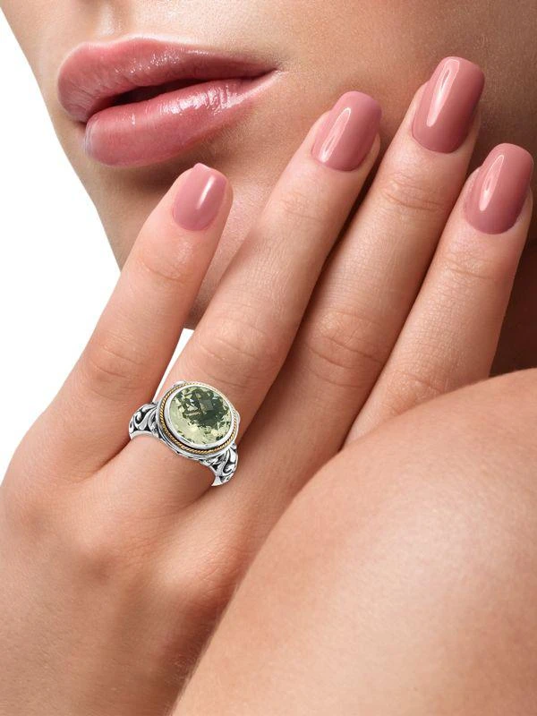 商品Effy|Sterling Silver, 18K Yellow Gold & Green Amethyst Ring,价格¥2216,第3张图片详细描述