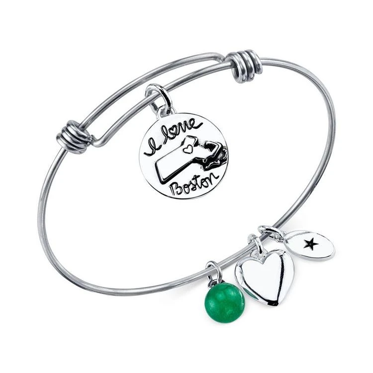 商品Unwritten|Boston Girl and Green Aventurine (8mm) Bangle Bracelet in Stainless Steel,价格¥105,第2张图片详细描述