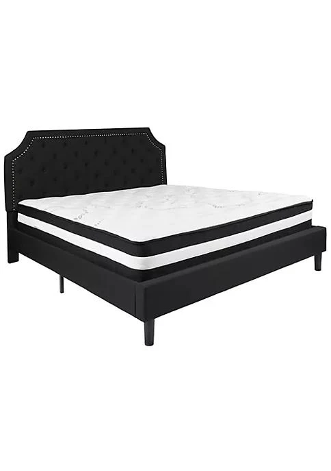 商品belk|Furniture Flash Furniture Brighton King Size Tufted Upholstered Platform Bed In Black Fabric,价格¥9093,第1张图片